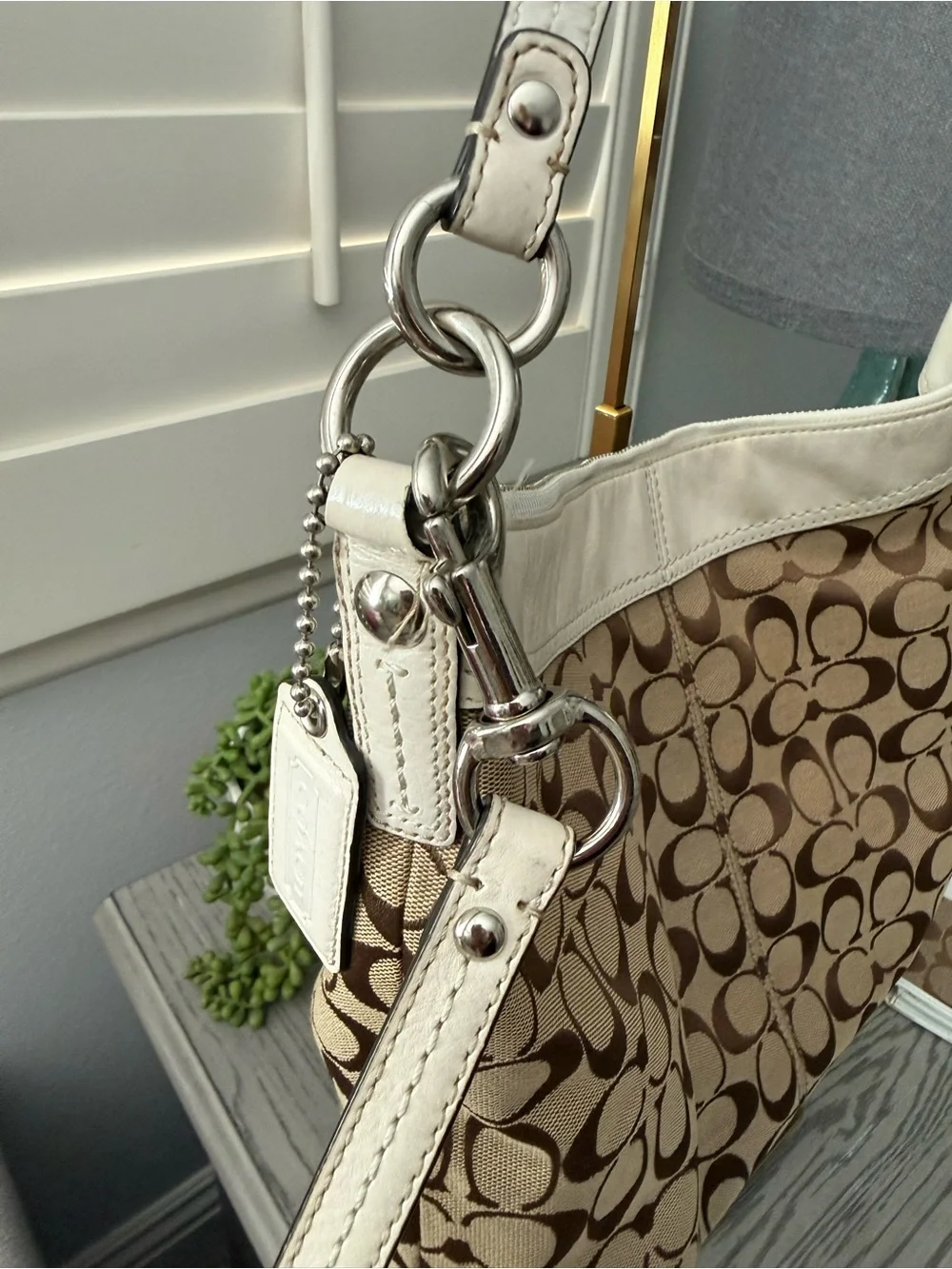 Coach Brown Signature Ashley Hobo & Matching Wallet Set